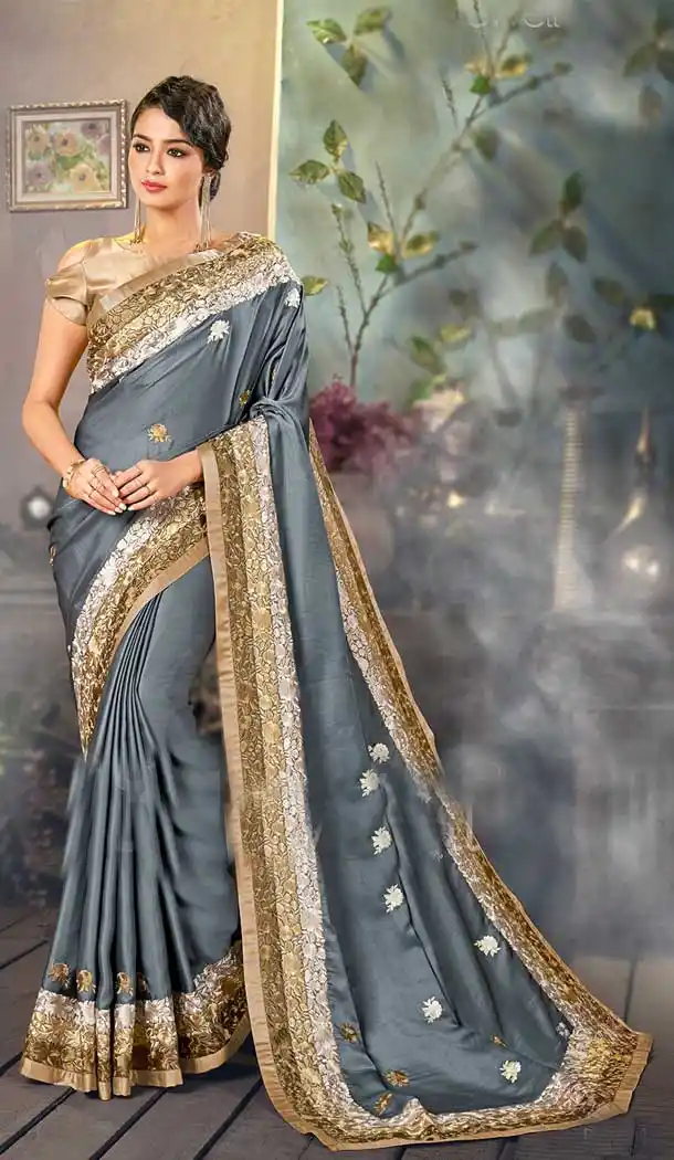 Rich Pink Color Heritage Satin Heavy Embroidered Party Wear Saree Blouse -796124680