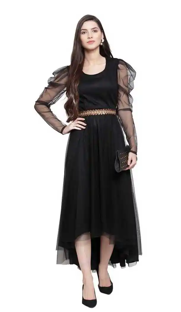 Black Color Net Fancy Designer Party Wear Readymade Gown Dresse -828124931