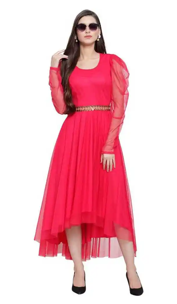 Pink Color Net Fancy Designer Party Wear Readymade Gown Dresse -828124933