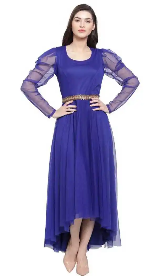 Blue Color Net Fancy Designer Party Wear Readymade Gown Dresse -828124935