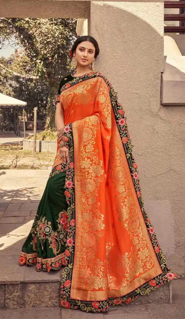 Orange Color Fancy Fabric Designer Traditional Party Wear Saree -971126252
