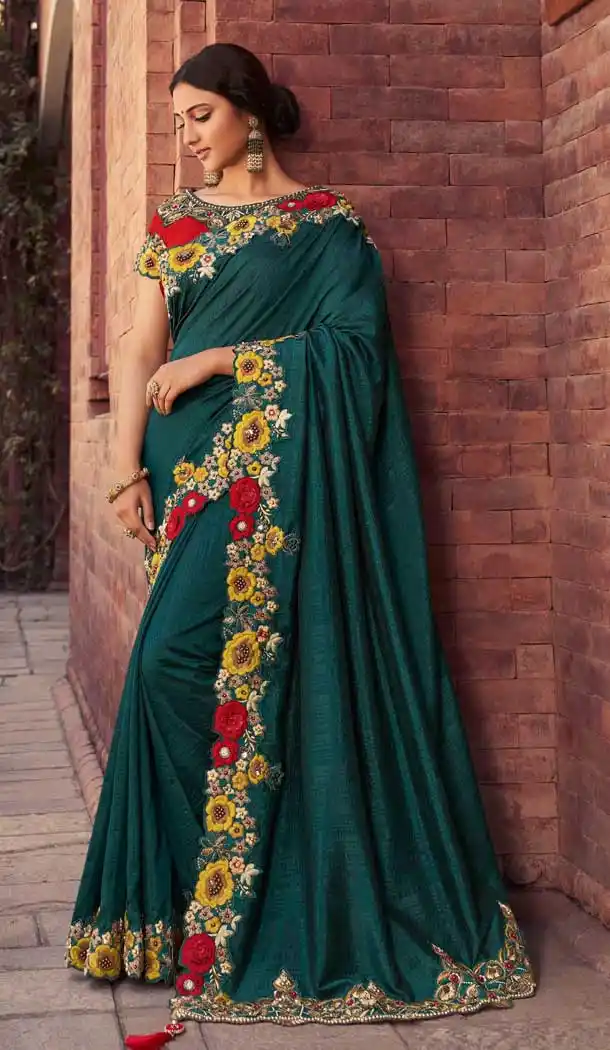 Light Blue Color Fancy Fabric Designer Traditional Party Wear Saree -971126260