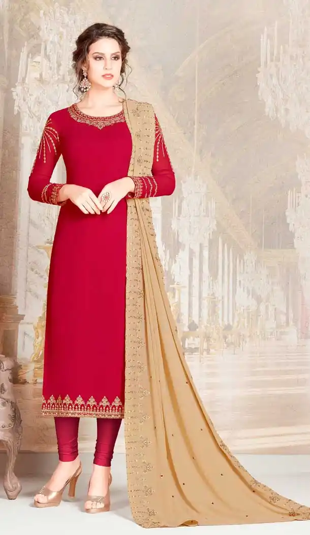 Pink Color Faux Georgette Designer Party Wear Salwar Kameez -977126331