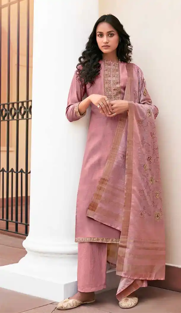 Pink Color Viscose Muslin Pakistani Style Festive Wear Salwar Kameez -1016126603
