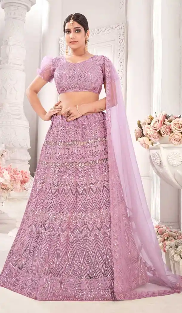 Levender Color Net Fancy Party Wear Designer Chaniya Choli -1023126644