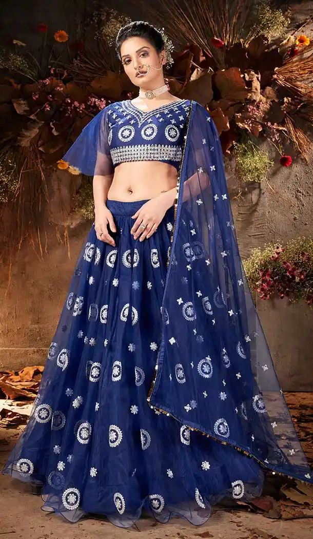 Blue Color Soft Net Heavy Designer Party Wear Lehenga Choli -1027126668