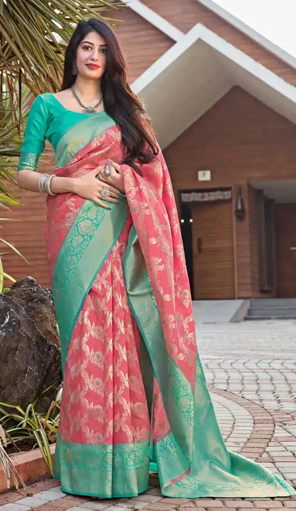 Peach Pink Color Malashree Silk Classic Traditional Party Wear Saree -1030126683