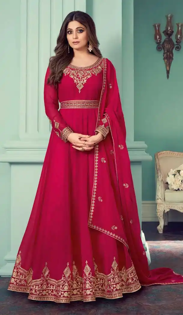 Pink Color Georgette Designer Party Wear Long Aanarkali Salwar Suit -1043126794