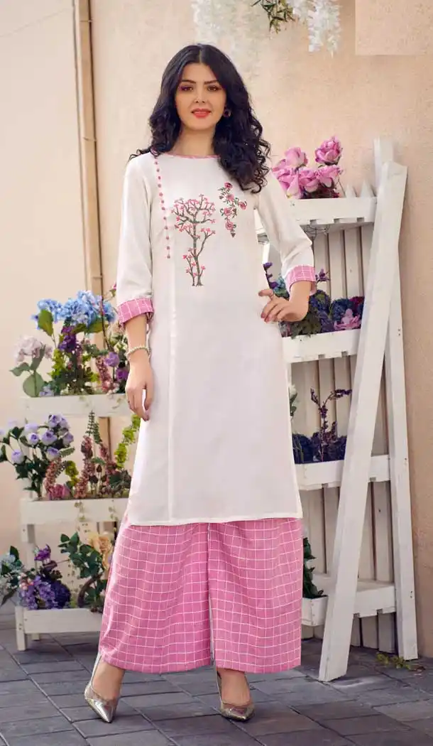 White Color Cotton Slub Designer Casual Wear Readymade Kurti -1049126866