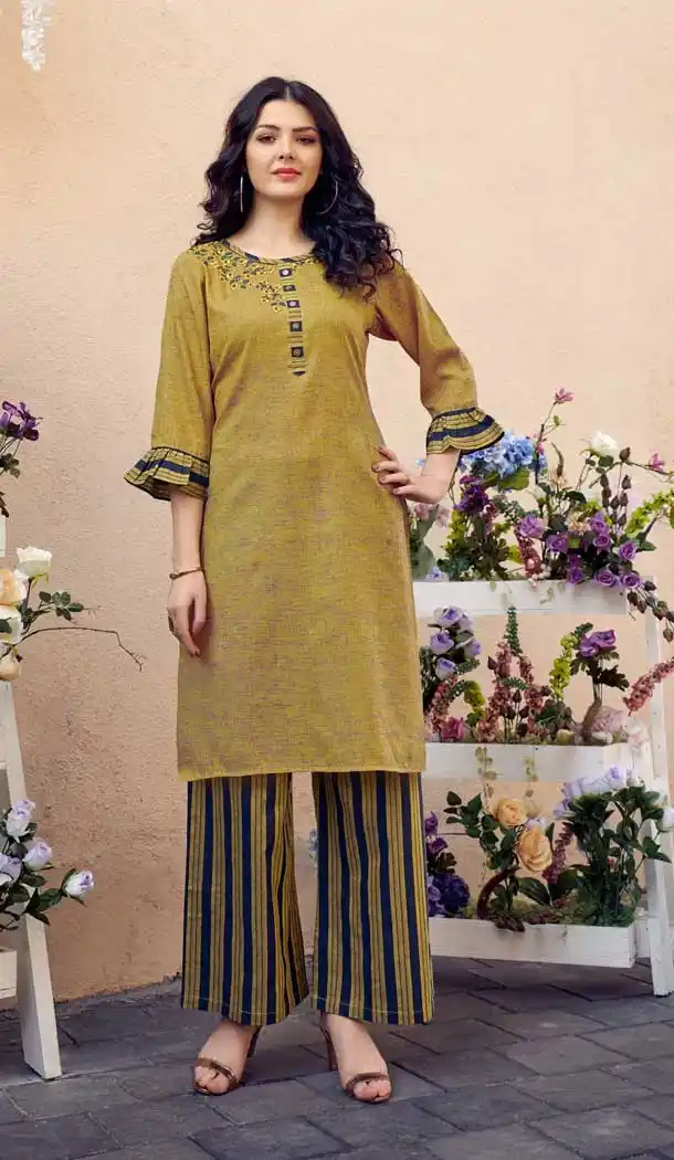 Multi Color Cotton Slub Designer Casual Wear Readymade Kurti -1049126867