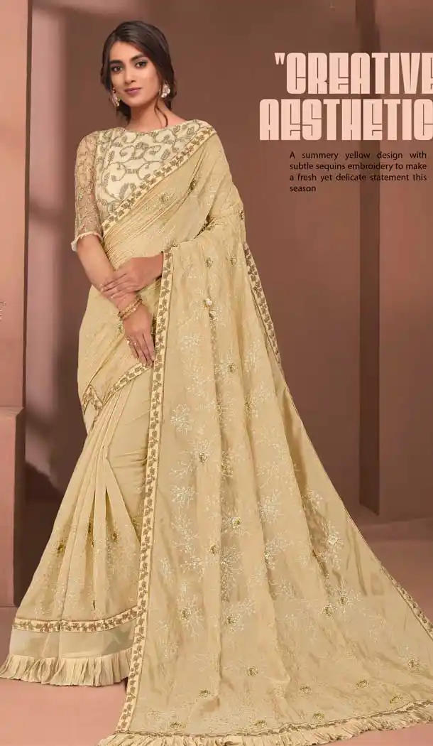 georgette party wear saree with zari work -1064126996