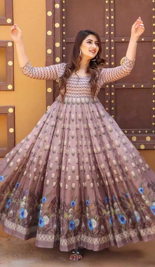 Pastel Pink Color Chanderi Designer Festive Wear Readymade Aanarkali Suit -1075127204