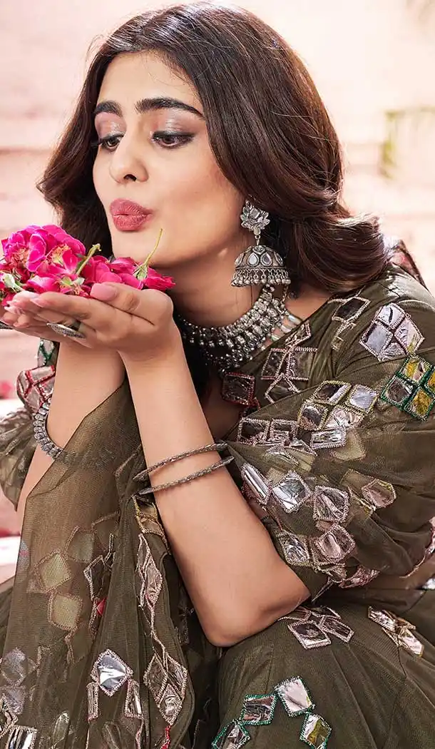 Mehendi Color Soft Net Designer Festive Party Wear Lehenga Choli -1127127660