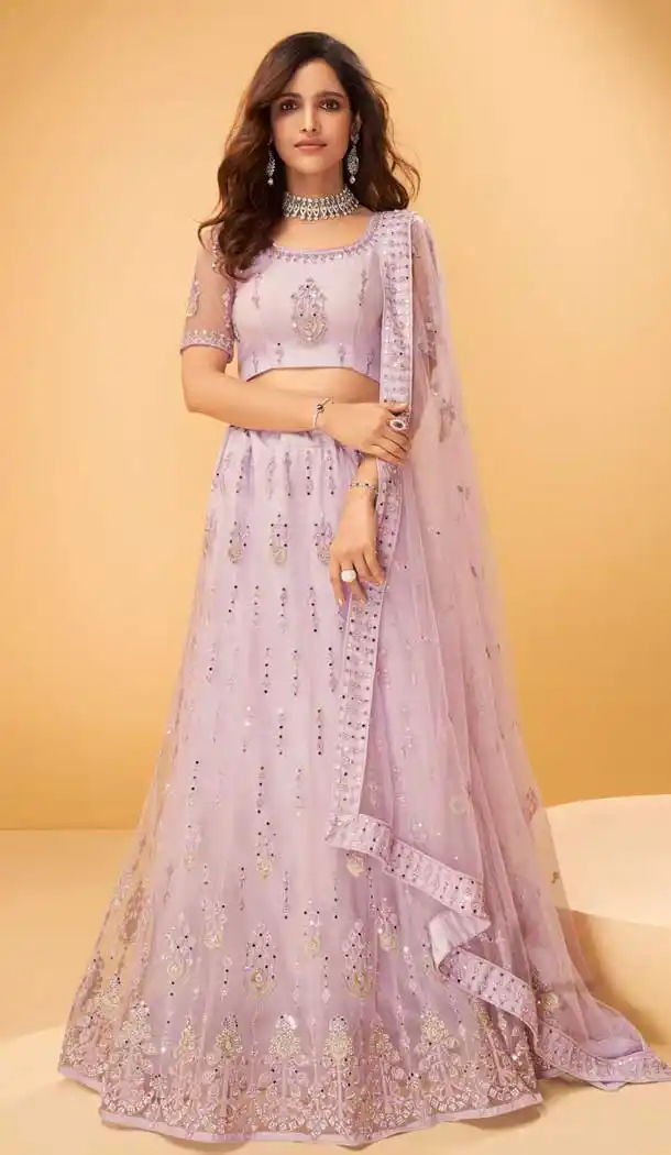 Levender Color Net Designer Bridal Wedding Wear Lehenga Choli -1128127670