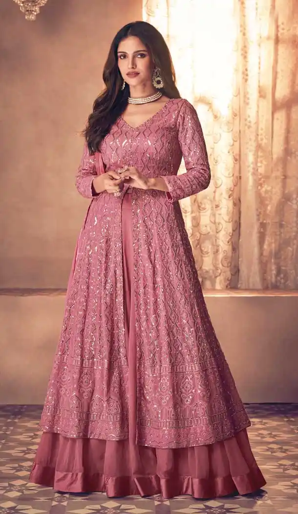 Pink Color Real Georgette Designer Bridal Wear Anarkali Salwar Suit -1131127689