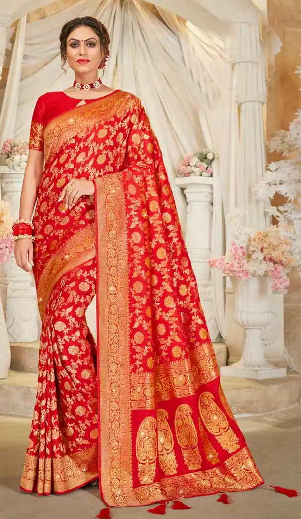 Red Color Ultra Soft Silk Designer Traditional Wear Saree Blouse -1135127705