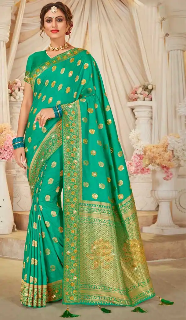 Rama Green Color Ultra Soft Silk Designer Traditional Wear Saree Blouse -1135127706