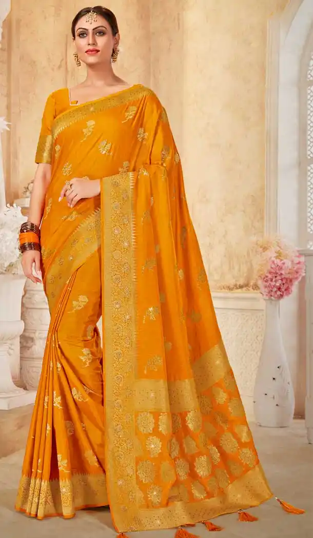 Yellow Color Ultra Soft Silk Designer Traditional Wear Saree Blouse -1135127710