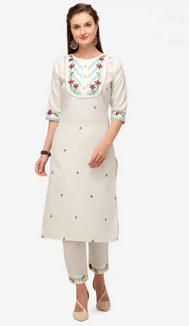 White Color Cotton Designer Party Wear Readymade Kurti -1138127729