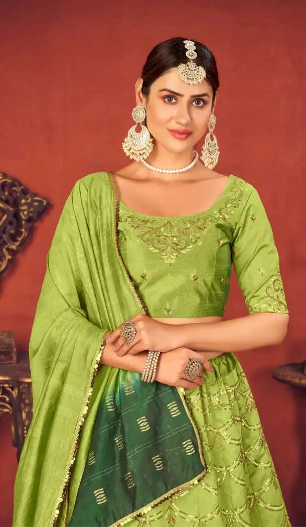 Floracance Green Color Art Silk Traditional Party Wear Lehenga Choli -1151127855