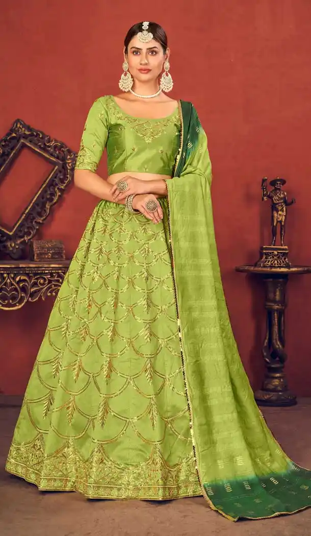 Floracance Green Color Art Silk Traditional Party Wear Lehenga Choli -1151127855
