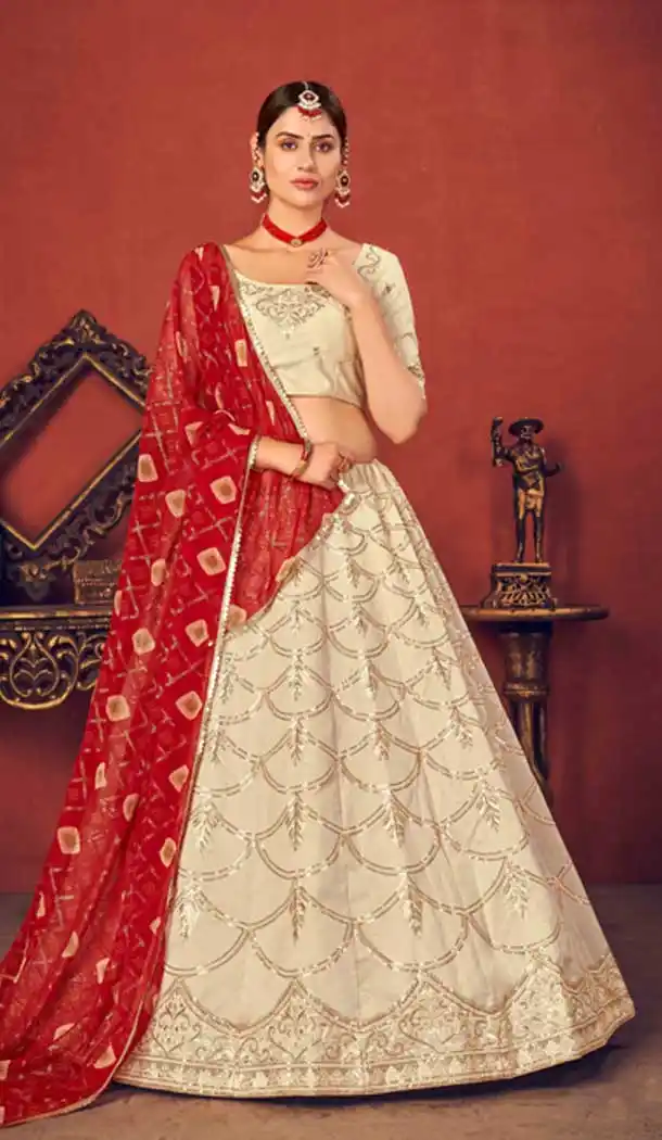 Beige Color Art Silk Traditional Party Wear Lehenga Choli -1151127856