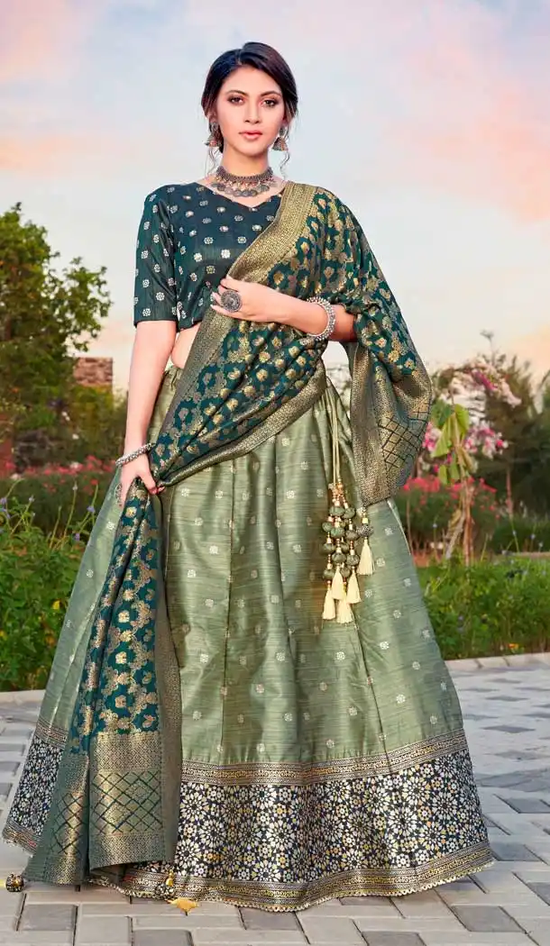Sea Green Color Silk Designer Traditional Wear Lehenga Choli -1182128032