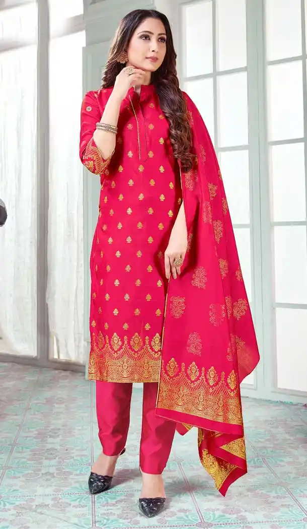 Pink Color Banarasi Art Silk Casual Office Party Wear Salwar Kameez -1199128142