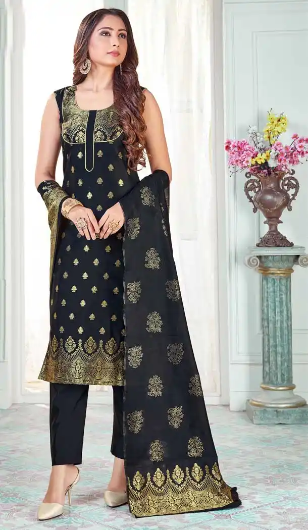 Tantalizing Black Color Banarasi Art Silk Casual Office Party Wear Salwar Kameez -1199128145