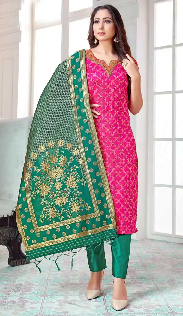 Pink Color Banarasi Art Silk Casual Office Party Wear Salwar Kameez -1199128149