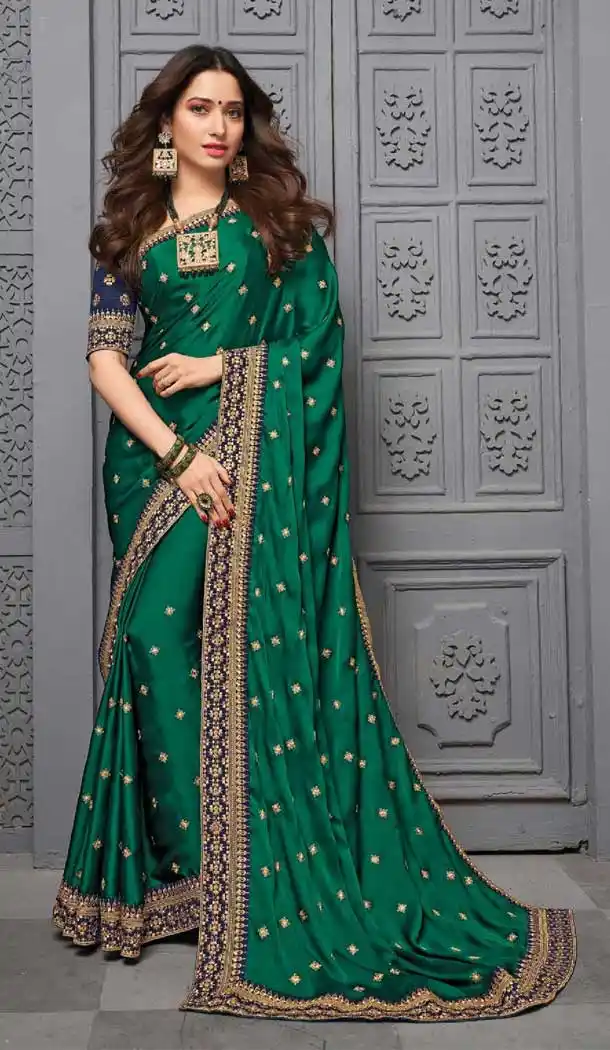 Green Color Vichitra Silk Celebrity Tamanna Bhatia Wear Saree -1213128340