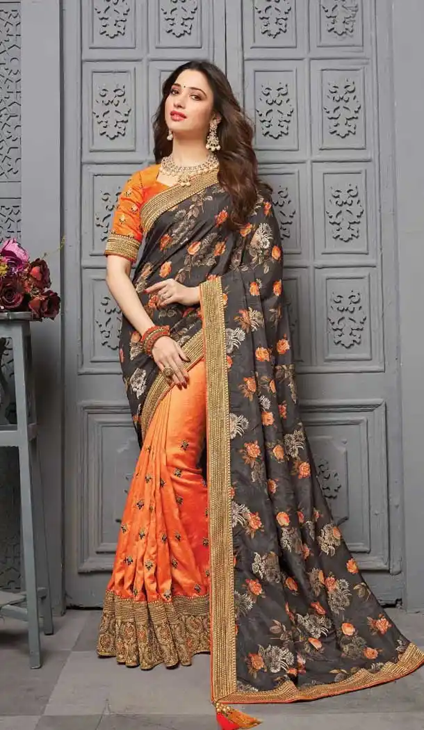 Multi Color Vichitra Silk Celebrity Tamanna Bhatia Wear Saree -1213128342