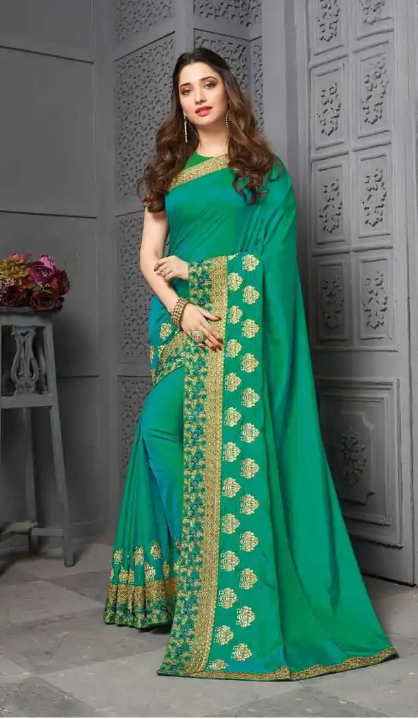 Green Color Vichitra Silk Celebrity Tamanna Bhatia Wear Saree -1213128344