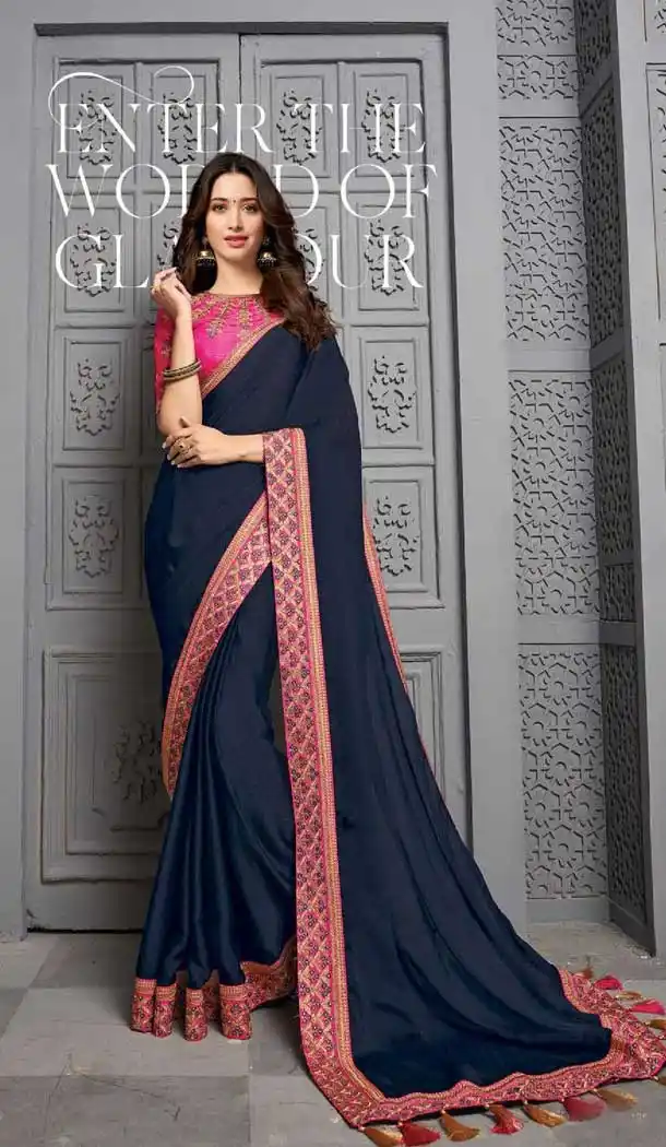 Blue Color Vichitra Silk Celebrity Tamanna Bhatia Wear Saree -1213128345