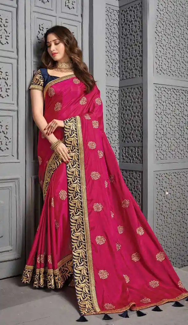 Pink Color Vichitra Silk Celebrity Tamanna Bhatia Wear Saree -1213128350