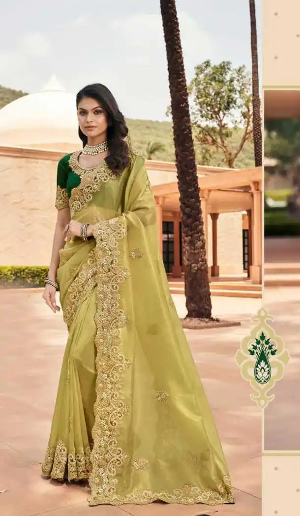 Melodic Pista Color Fancy Fabric Designer Party Wear Saree Blouse -1228128479