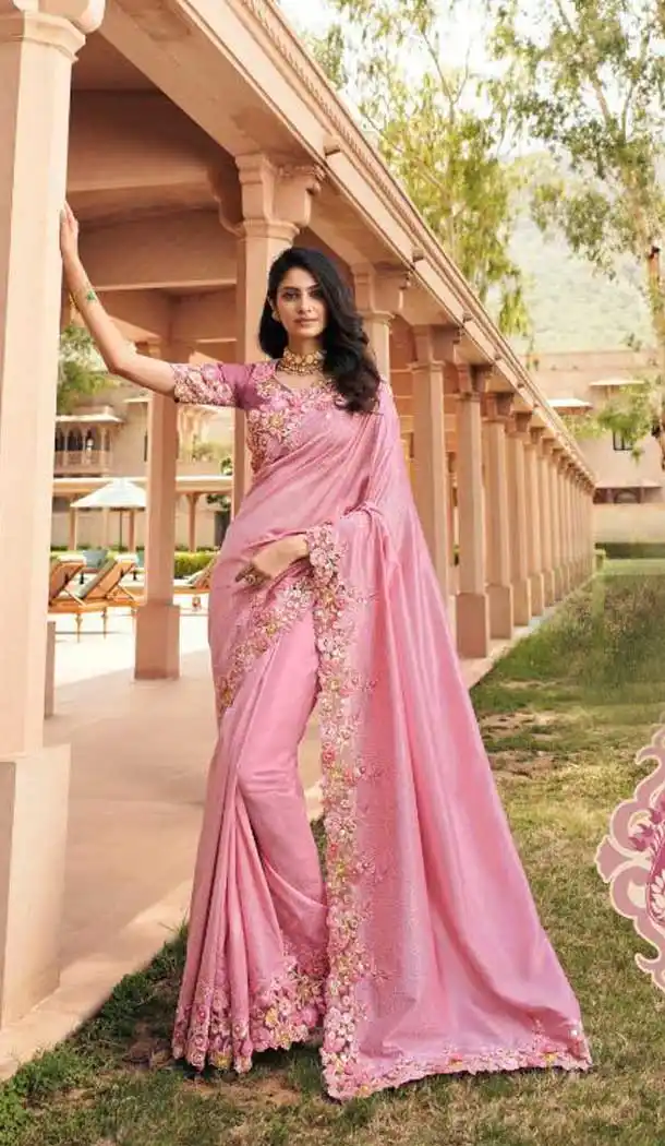 Light Pink Color Fancy Fabric Designer Party Wear Saree Blouse -1228128482