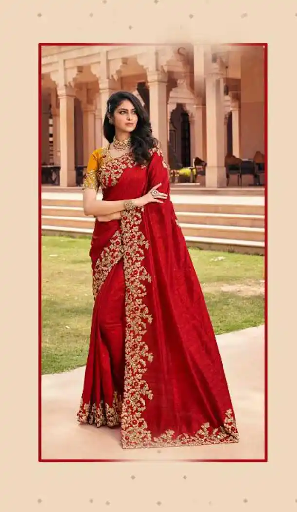 Charming Red Color Fancy Fabric Designer Party Wear Saree Blouse -1228128484