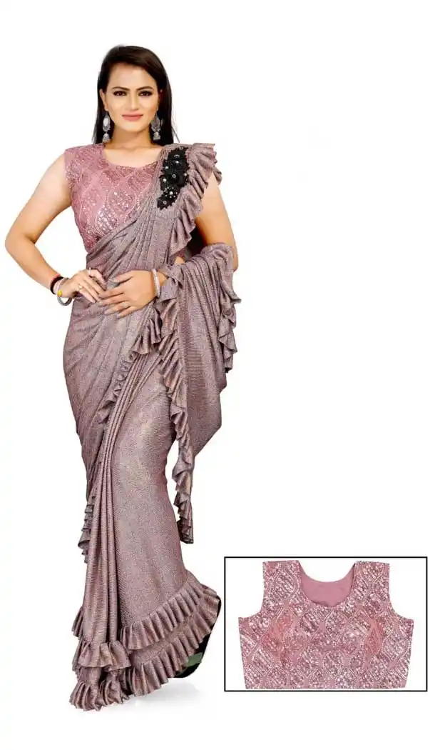 Gleaming Multi Color Lycra Designer Party Wear Lehenga Style Saree -1231128518