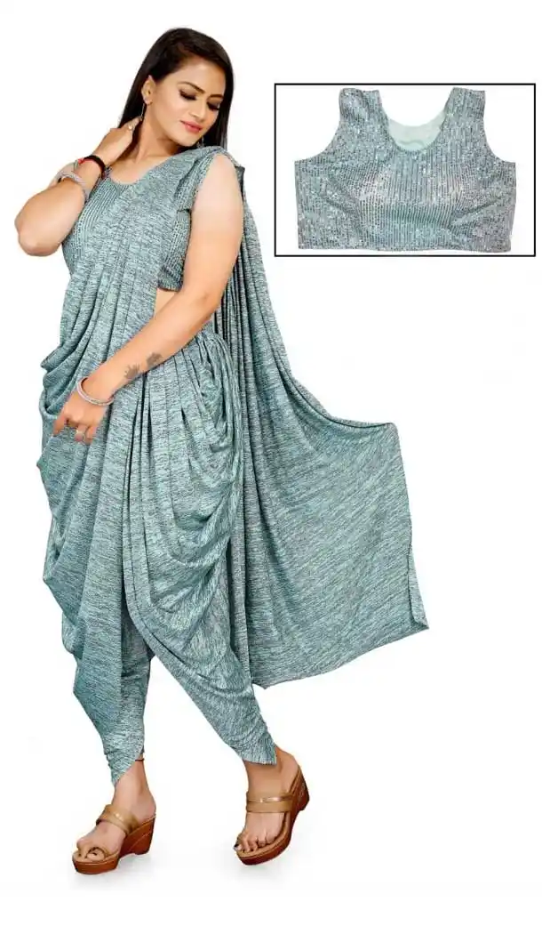 Traditional Multi Color Lycra Designer Party Wear Lehenga Style Saree -1231128523