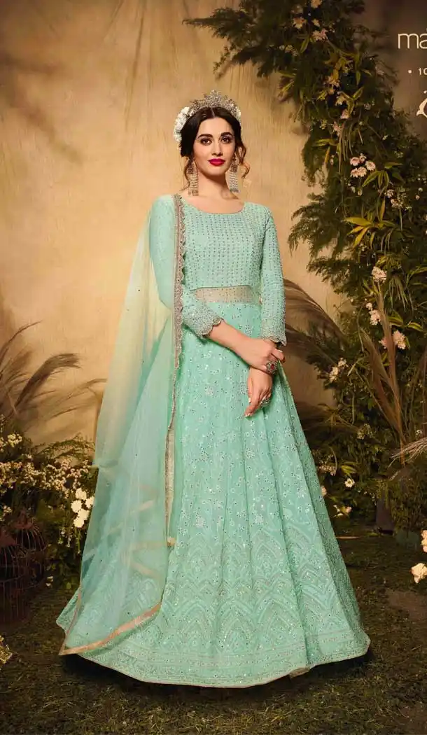 Sky Blue Color Net Heavy Designer Festive Wear Pakistani Salwar Suit -1362129409