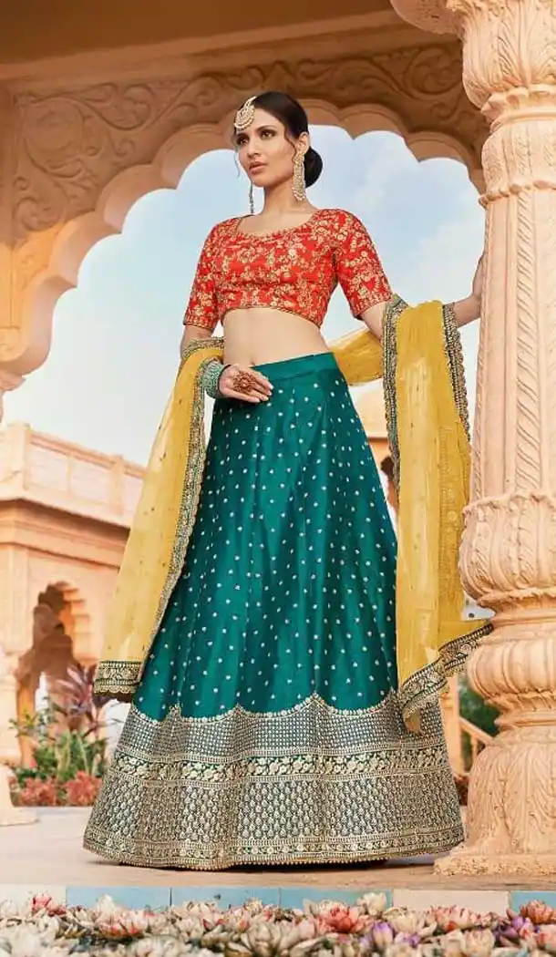 Multi Color Handloom Silk Heavy Designer Wedding Wear Lehenga Choli -1364129419