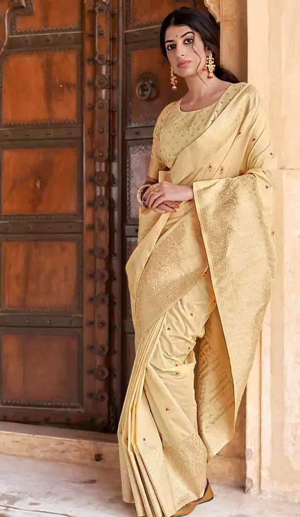 Beige Color Silk Designer Traditional Party Wear Saree Blouse -1427129833