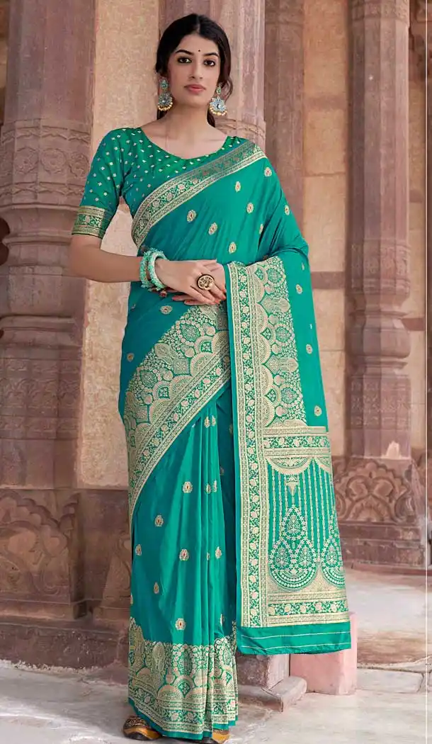 Green Color Silk Designer Traditional Party Wear Saree Blouse -1427129834