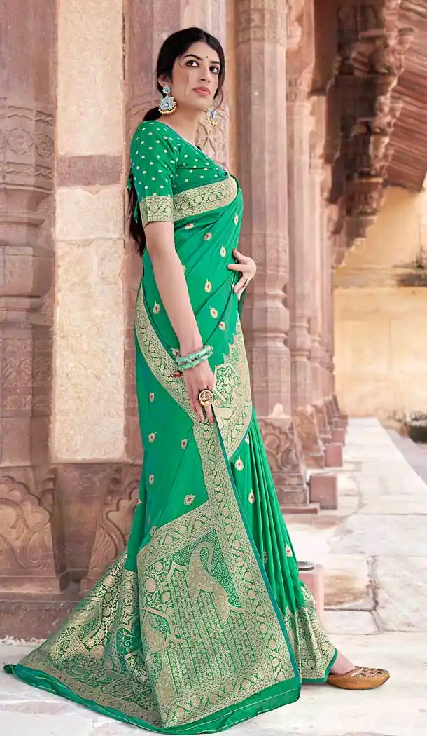 Green Color Silk Designer Traditional Party Wear Saree Blouse -1427129839