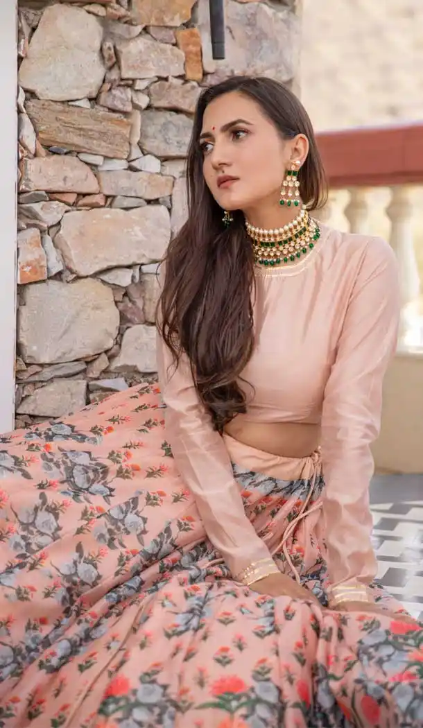 Peach Color Chanderi Silk Designer Festive Party Wear Lehenga Choli -1428129841