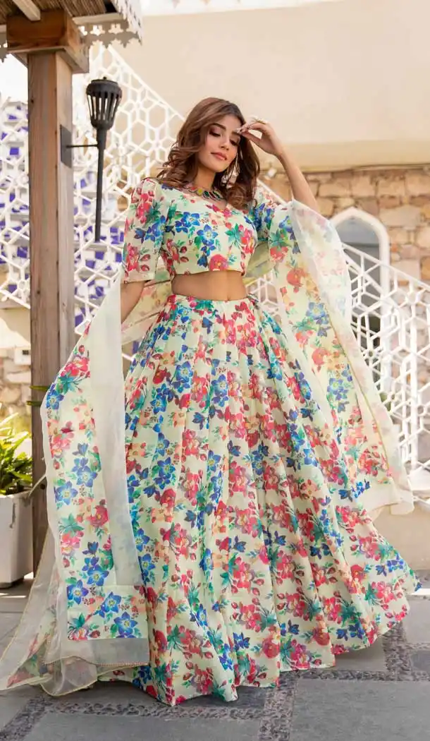 Multi Color Chanderi Silk Designer Festive Party Wear Lehenga Choli -1428129842