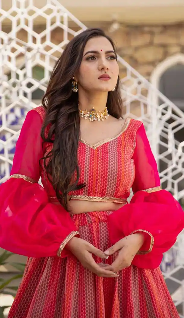 Red Color Chanderi Silk Designer Festive Party Wear Lehenga Choli -1428129843