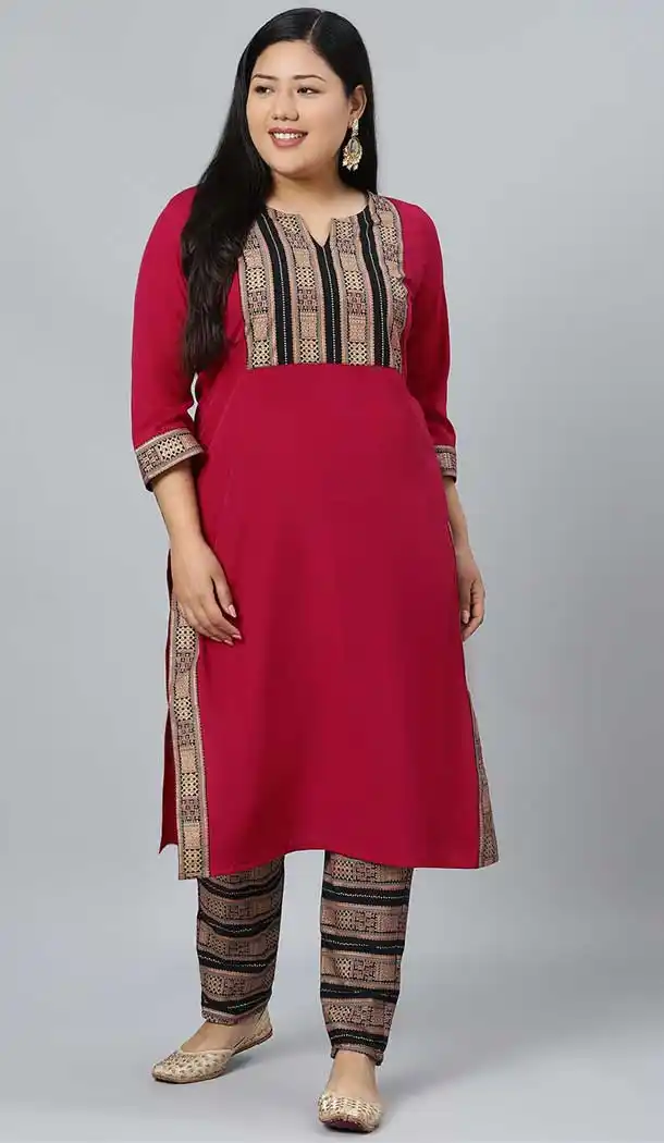 Majesty Red Color Crepe Designer Party Wear Readymade Plus Size Kurtis -1479130226