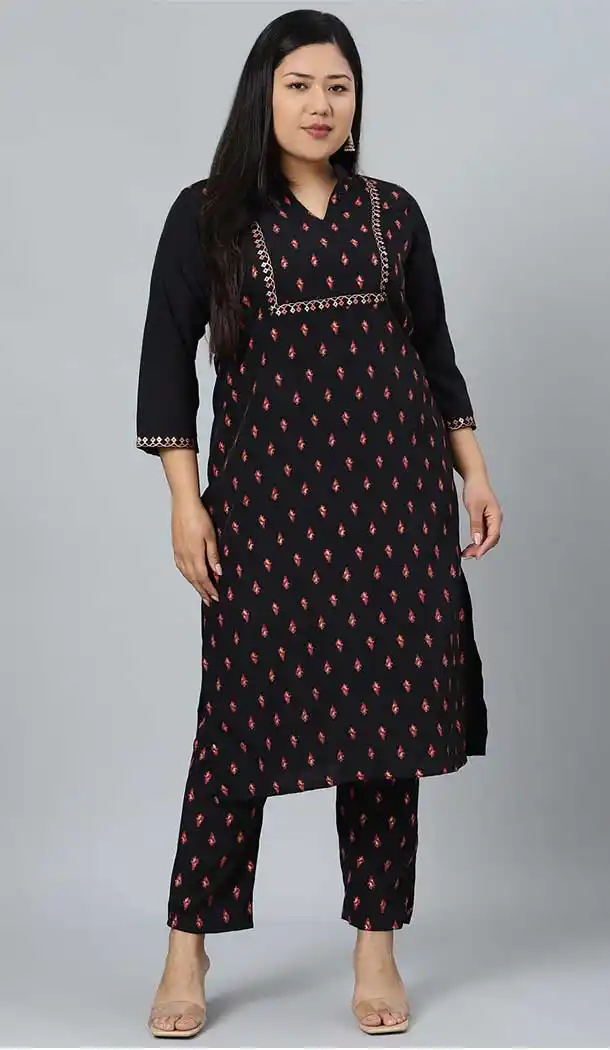Exquisite Black Color Crepe Designer Party Wear Readymade Plus Size Kurtis -1479130232